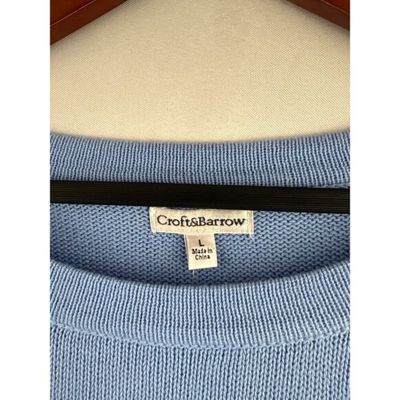 Croft & Barrow Womens Cotton Blue & White Striped Sweater Large - Picture 4 of 7